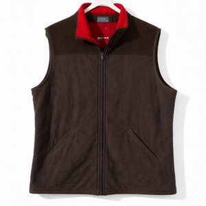 Peter Nygard Chocolate Vest with Vibrant Red Collar